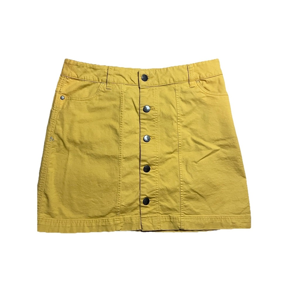 Stio Yellow Khaki Skirt Button Snaps Size 6 Style 1404 Rare